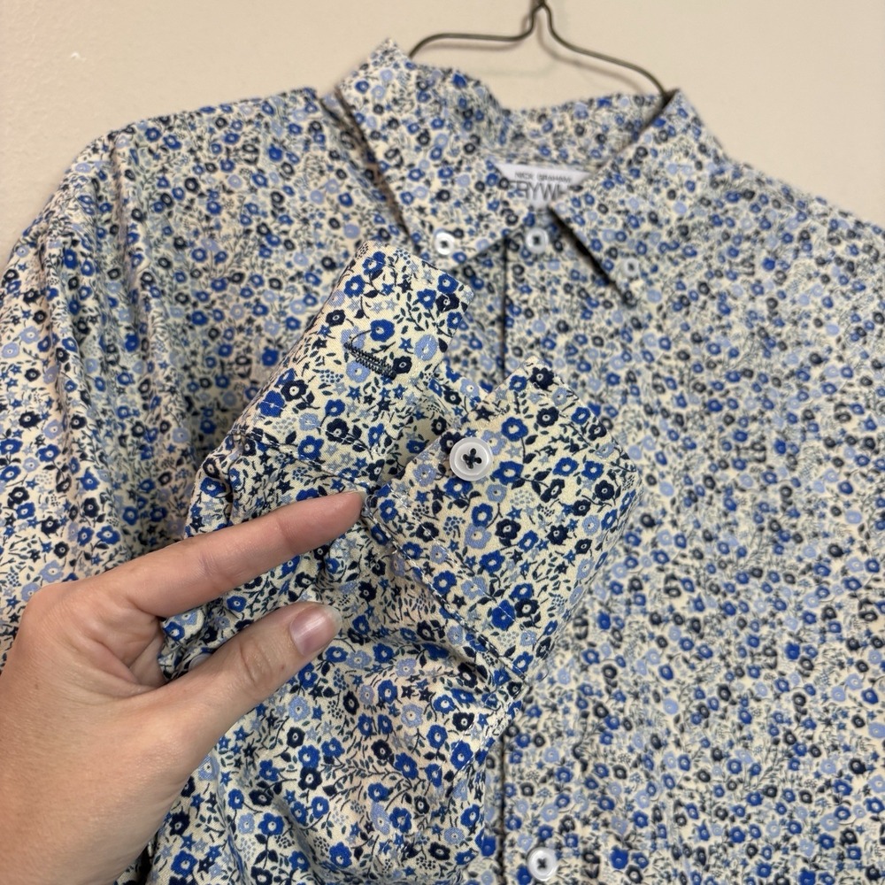 Nick Graham Everywhere Floral Slim Fit Long Sleeve Button Up Shirt Men's Large - Picture 4 of 11